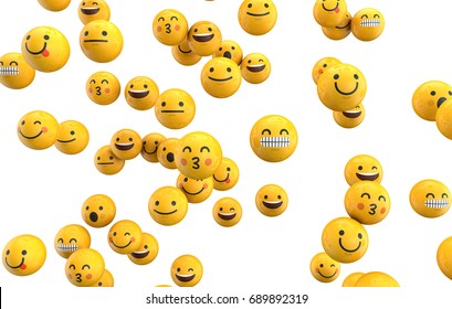 Emoji Emoticon Character Background Collection. 3D Rendering