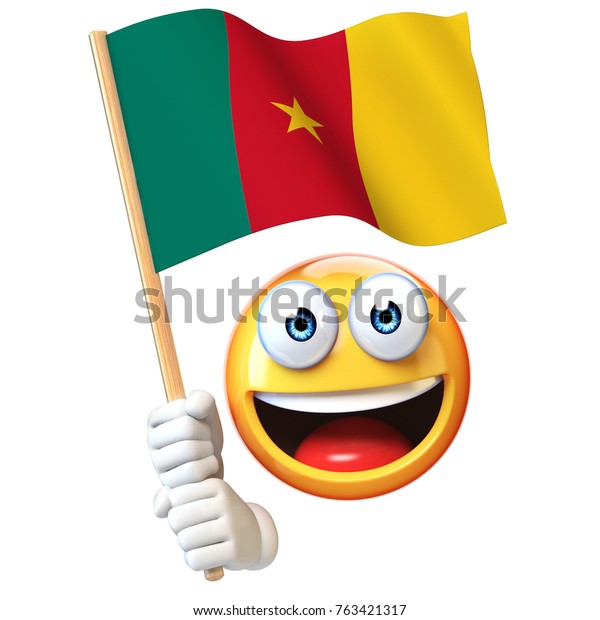 Emoji Holding Cameroon Flag Emoticon Waving Stock Illustration ...