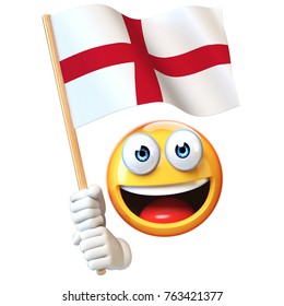 Emoji Holding England Flag, Emoticon Waving National Flag Of England 3d Rendering