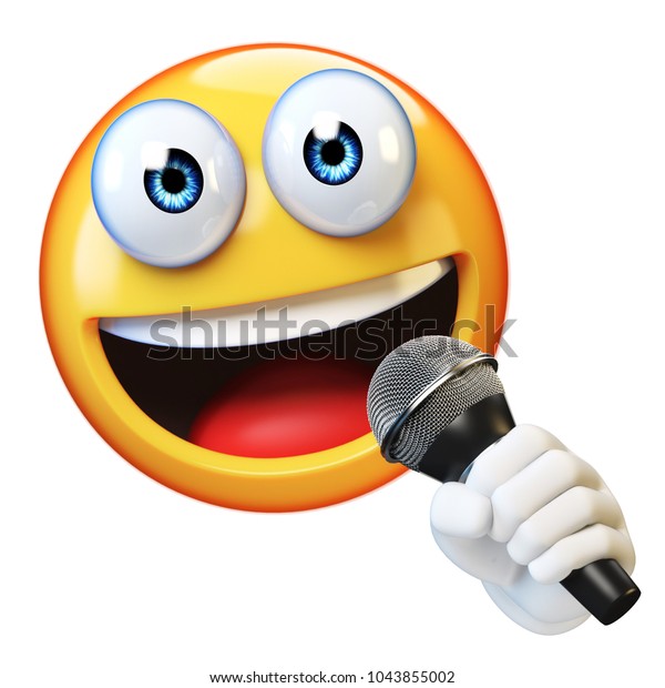 Emoji Holding Microphone Isolated On White стоковая иллюстрация