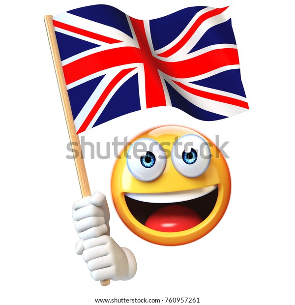 Emoji Holding Union Jack Flag Emoticon Stock Image Download Now