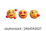 Emoji in love. Emoticons 3d. Valentines day emoji. Heart love emoticon.
Emoji isolated on white background 