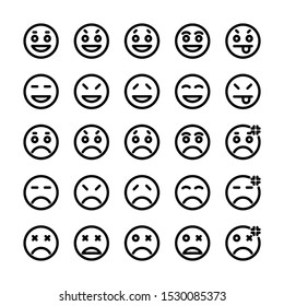 Emoji Part 2 Icon Set Outline Stock Illustration 1530085373 