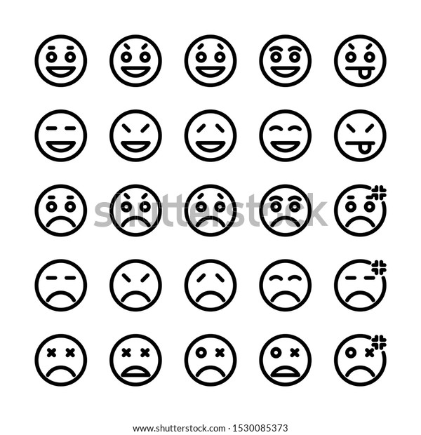 Emoji Part 2 Icon Set Outline Stock Illustration 1530085373 | Shutterstock