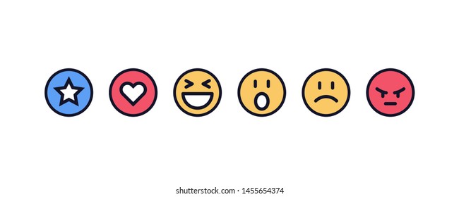 Emoji Reactions Line Design Illustration