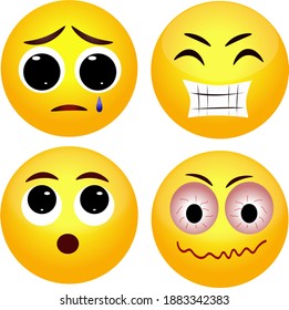 Emoji Set Funny Sad Wondering Emotions Stock Illustration 1883342383 ...