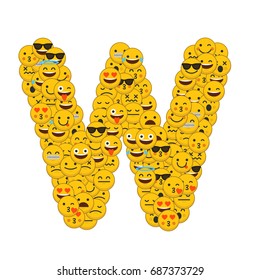 Emoji Smiley Characters Capital Letter W Stock Illustration 687373729 ...