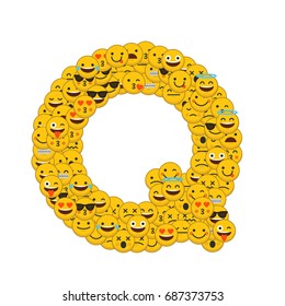 Emoji Smiley Characters Capital Letter Q Stock Illustration 687373753 ...