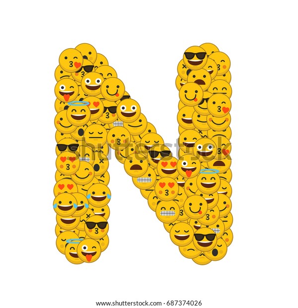 Emoji Smiley Characters Capital Letter N Stock Illustration 687374026