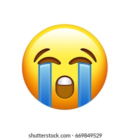 The emoji yellow unhappy face with crying tear icon