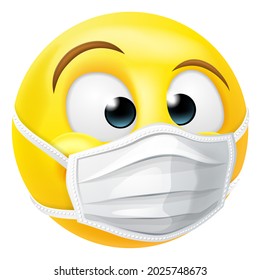 An Emoticon Face Wearing PPE Medical Mask