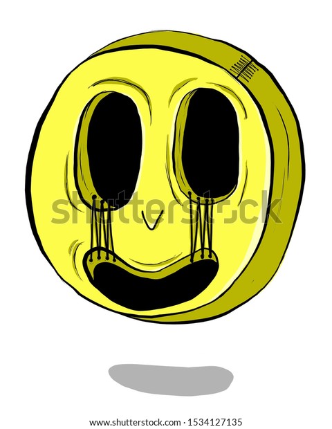 Emoticon Fake Smile Dark Face Stock Illustration