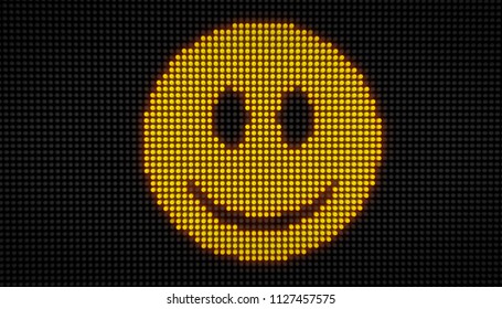 smiley pixel images stock photos vectors shutterstock https www shutterstock com image illustration emoticon smile face on big led 1127457575