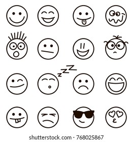 Emotional Hand Drawn Faces Isolated On Stock Illustration 768025867 