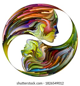 Emotional Palette Series Yin Yang Swirling Stock Illustration 