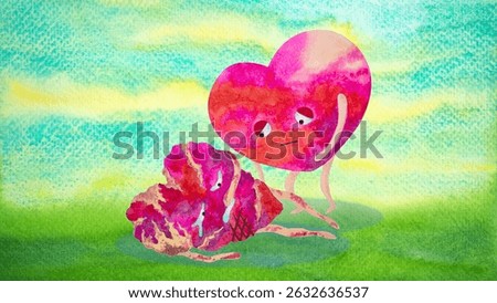 empathy support mind help care compassion heart love concept psychology spiritual mental health sad depression heartbroken unhappy problem emotion art design illustration watercolor painting collage