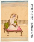 Emperor Aurangzeb in Old Age (r. 1658-1707). Vintage asian painting, old artwork. Vintage art illustration of Asian scene.