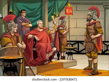 Emperor Giving Orders To A Roman Centurion 