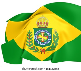 Empire Of Brazil Flag (1822-1889). Close Up.   