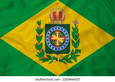 Empire Of Brazil Flag With Texture Realistic 3D Rendering