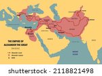 The empire, route and battles of Alexander the Great from Greece to India