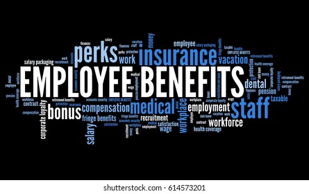 Employee Benefits - Company Employment Perks. Corporate Loyalty Word Cloud.