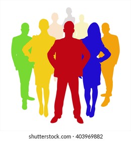 Employee Business Team As A Silhoutte In Different Colors