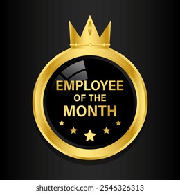 Employee of the Month Badge Golden Label - Powered by Shutterstock