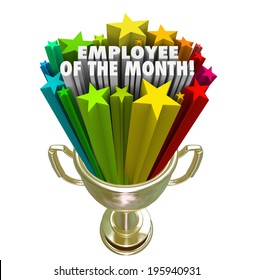 Employee Of The Month Gold Trophy Award Top Performing Worker Recognition