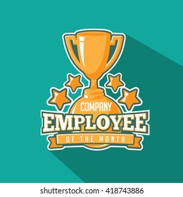 Employee Of The Month Trophy Flat Design. 