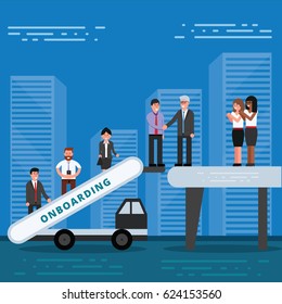 Employees Onboarding Concept. HR Managers Hiring New Workers For Job. Recruiting Staff Or Personnel In Their Business Company. Organizational Socialization.