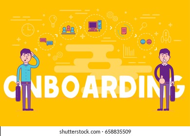 Employees Onboarding Concept. HR Managers Hiring New Workers For Job. Recruiting Staff Or Personnel In Their Business Company. Organizational Socialization.