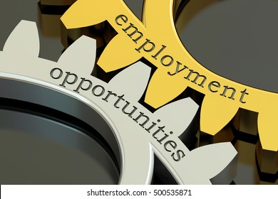 Employment Opportunities Concept On The Gearwheels, 3D Rendering