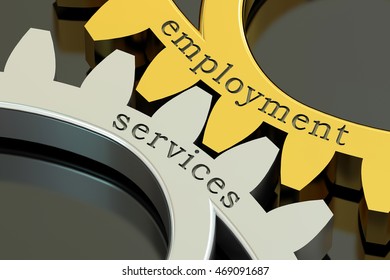 Employment Services Concept On The Gearwheels, 3D Rendering