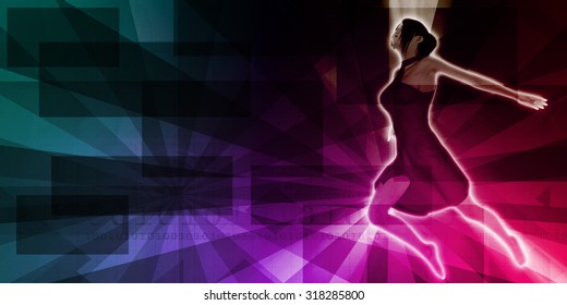 Empowered Female Dancing with Copyspace Background Art