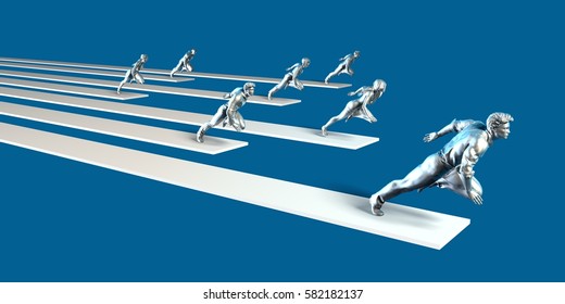 Empowered Team of People with a Positive Mindset Running 3D Illustration Render - Powered by Shutterstock