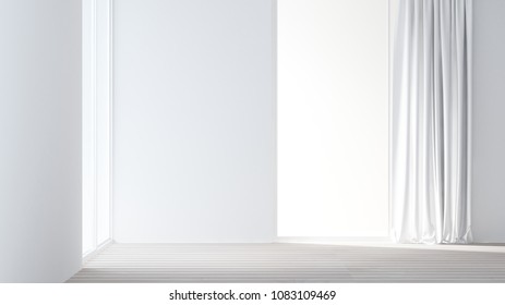 Empt simple space in hotel - 3d rendering minimal japanese