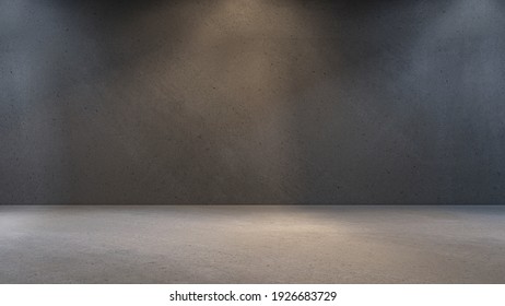 Empty Abstract Industrial Cement Wall Studio Room Interior For Display Product On Concrete Wall Background 3d Render Template For Presentation