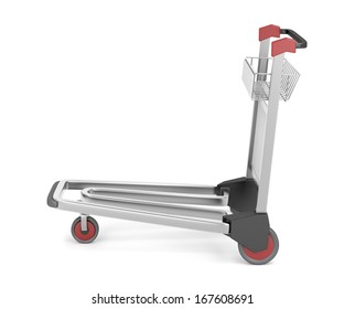 Empty Airport Trolley On White Background