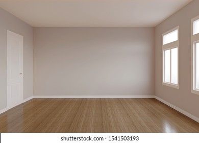 Empty apartment realistic interior wooden floor and white walls. 3d rendering image - Shutterstock ID 1541503193