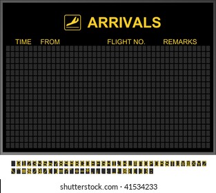 Empty Arrivals Board And Characters To Fill In