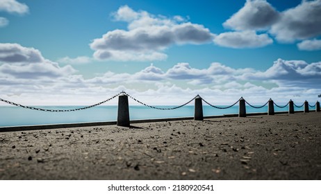 Empty Asphalt Highway And Blue Sea Nature Landscape 3d Rendering