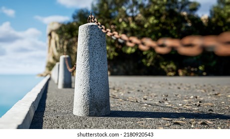 Empty Asphalt Highway And Blue Sea Nature Landscape 3d Rendering