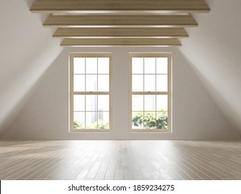 Empty Attic Interior Room 3 D Illustration