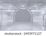 Empty Backdrop Design for mockup and Corporate identity,booth,Decoration,Display.Platform elements in convention hall.Blank scene classic for Graphic Resources.3d Background for online.3d render.