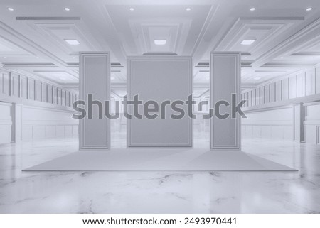 Empty Backdrop Design for mockup and Corporate identity,booth,Decoration,Display.Platform elements in convention hall.Blank scene classic for Graphic Resources.3d Background for online.3d render.