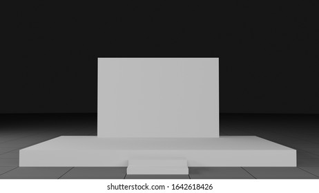 Empty Backdrop. Stage For Speaking, Exhibition, Events. 3D Rendered Image. Mockup