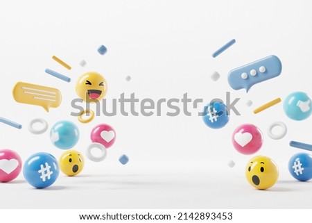 Empty background surrounded with social media icon for product design, 3d render.
