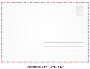 Empty backside of a travel postal card. Postcard design template