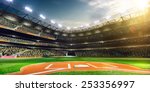Empty baseball stadium 3 dimensional render panorama